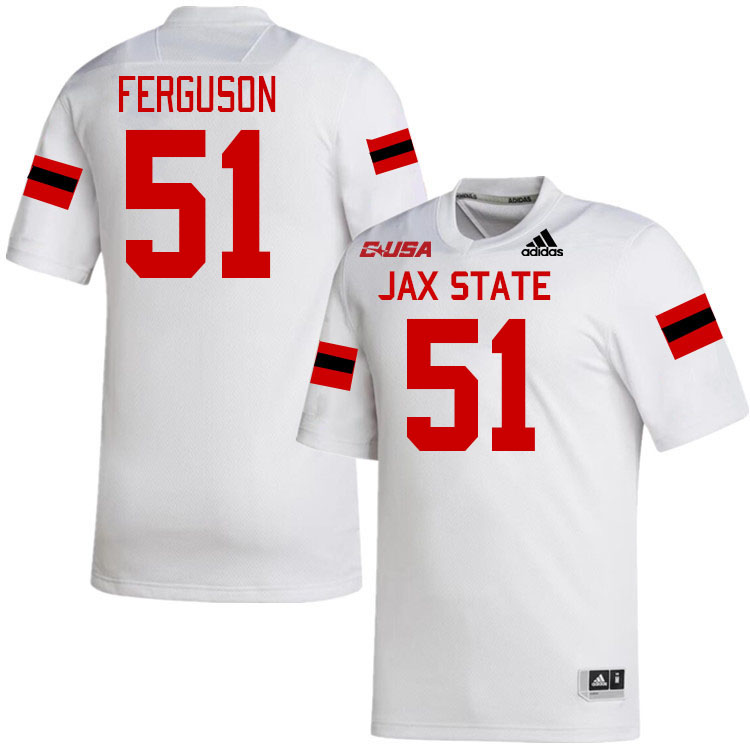 #51 Ethan Ferguson Jacksonville State Gamecocks College Football Jerseys Stitched-White